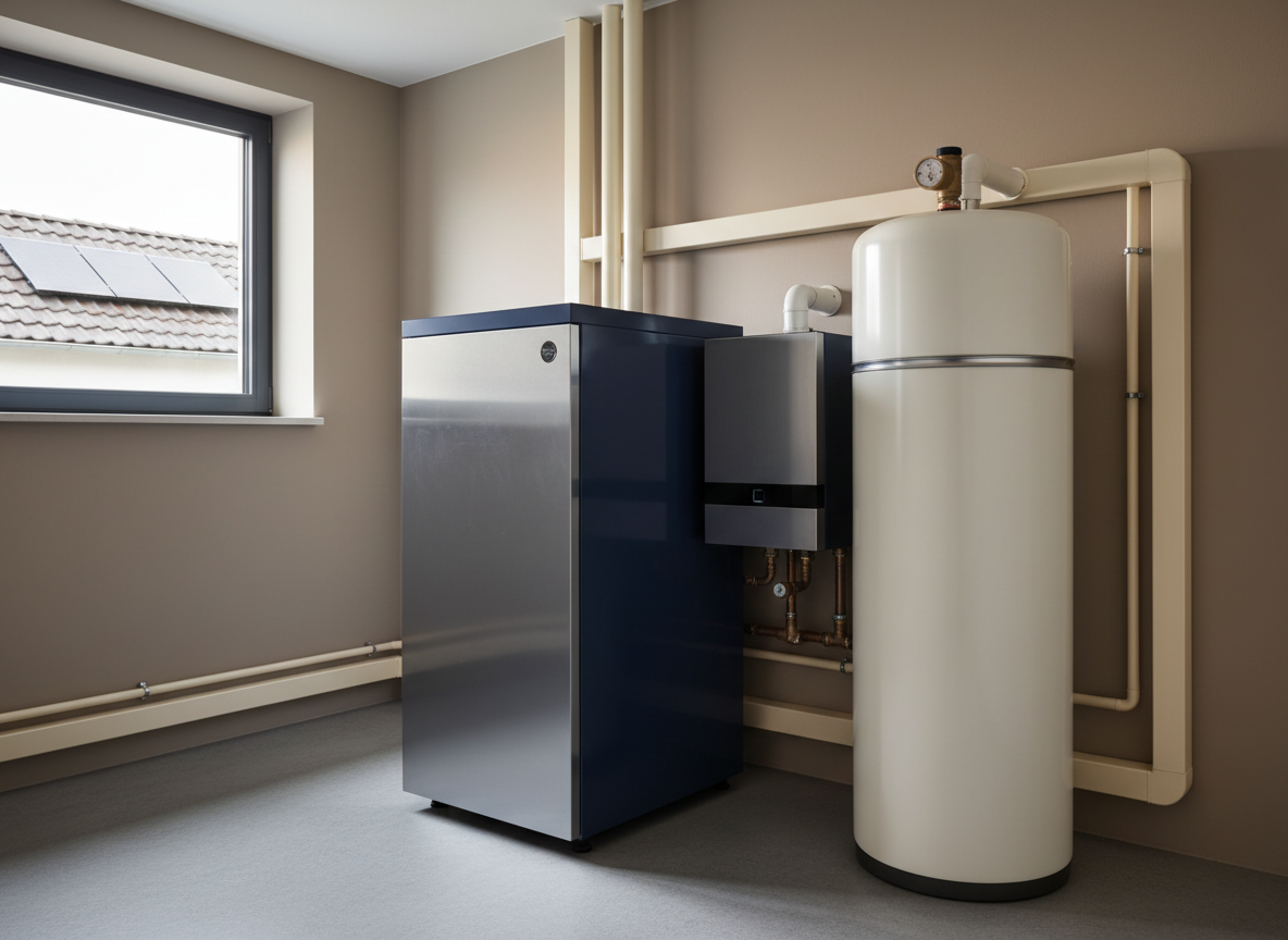 Moderne Heiztechnik mit Wärmepumpe und Energieanbindung