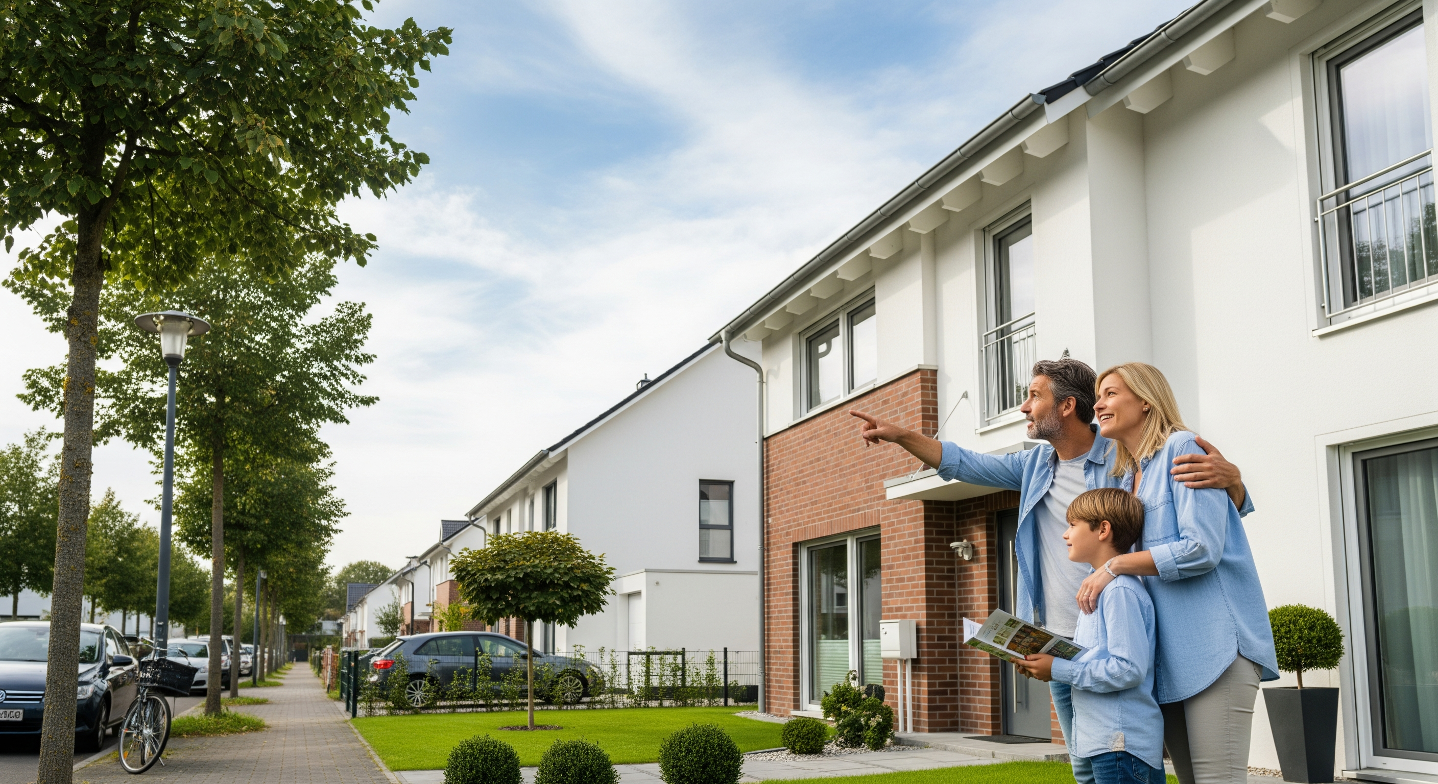 Familie besichtigt Einfamilienhaus in einem ruhigen Wohngebiet in Salzgitter
